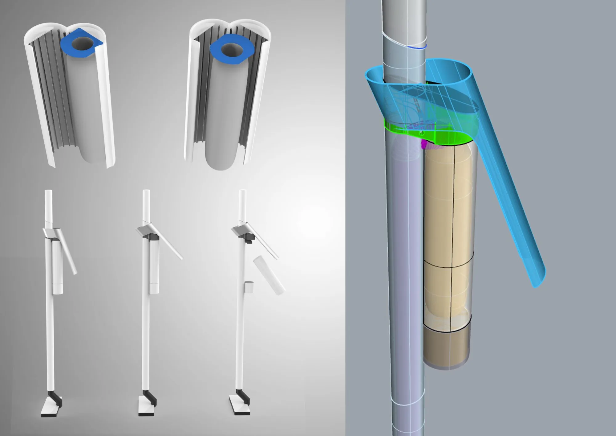 The bag cylinder: the seal, and the sequence to open it and lift a bag out.
