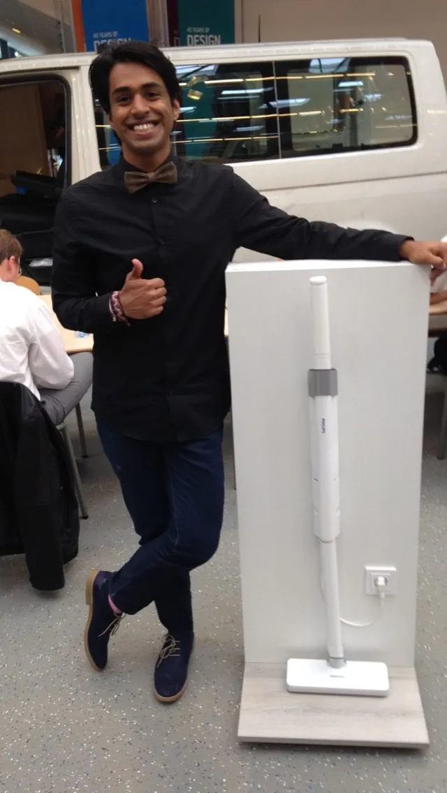 With the finished prototype and the stand built for it.
